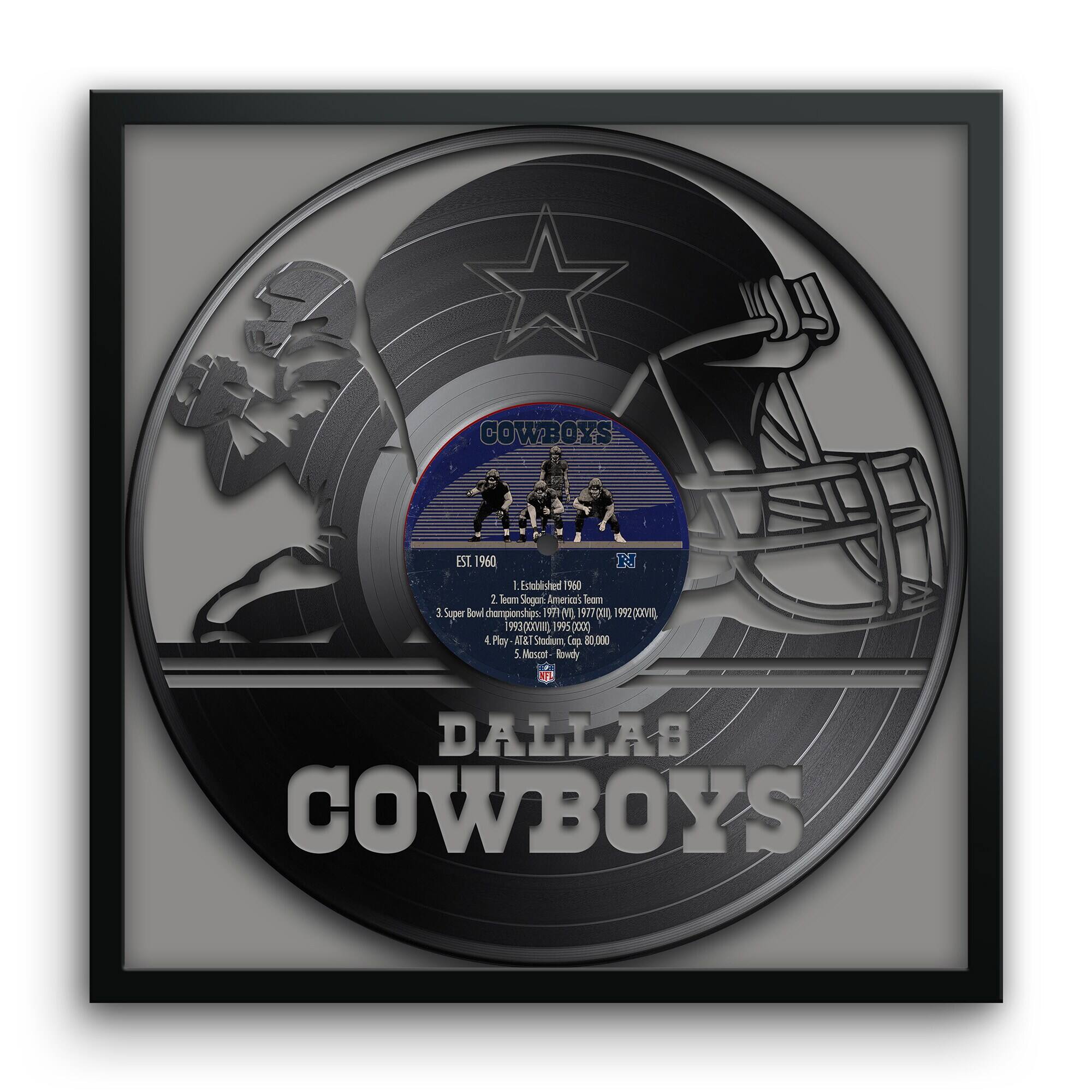 Sporticulture - Dallas Cowboys Framed 13" x 13" Vinyl Record Art Print - Gray