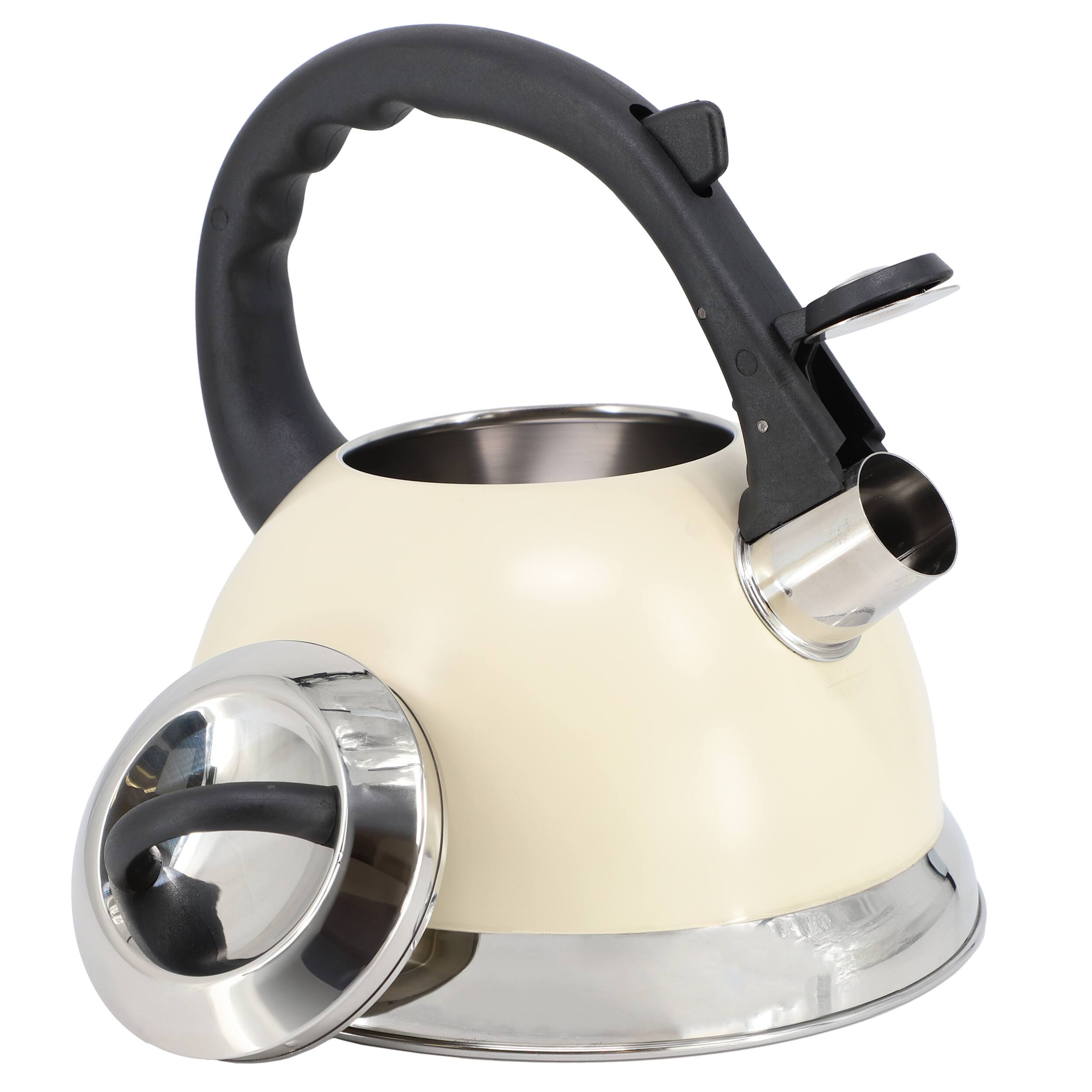Alt View 1. Mr. Coffee - Mr. Coffee Clarefield 2.4 Quart Stainless Steel Whistling Tea Kettle in White - Cream.