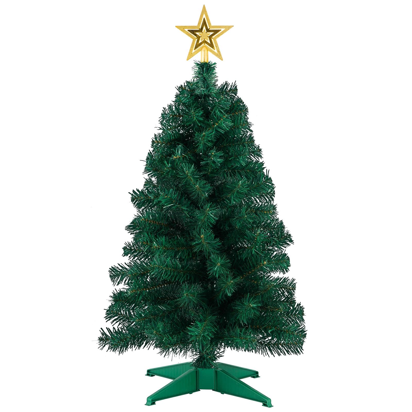 Stylel Star - 3ft Artificial Christmas Tree with Gold Tree Topper Star, Mini Xmas Pine Tree with 4-Leg Stable Plastic Base - Default