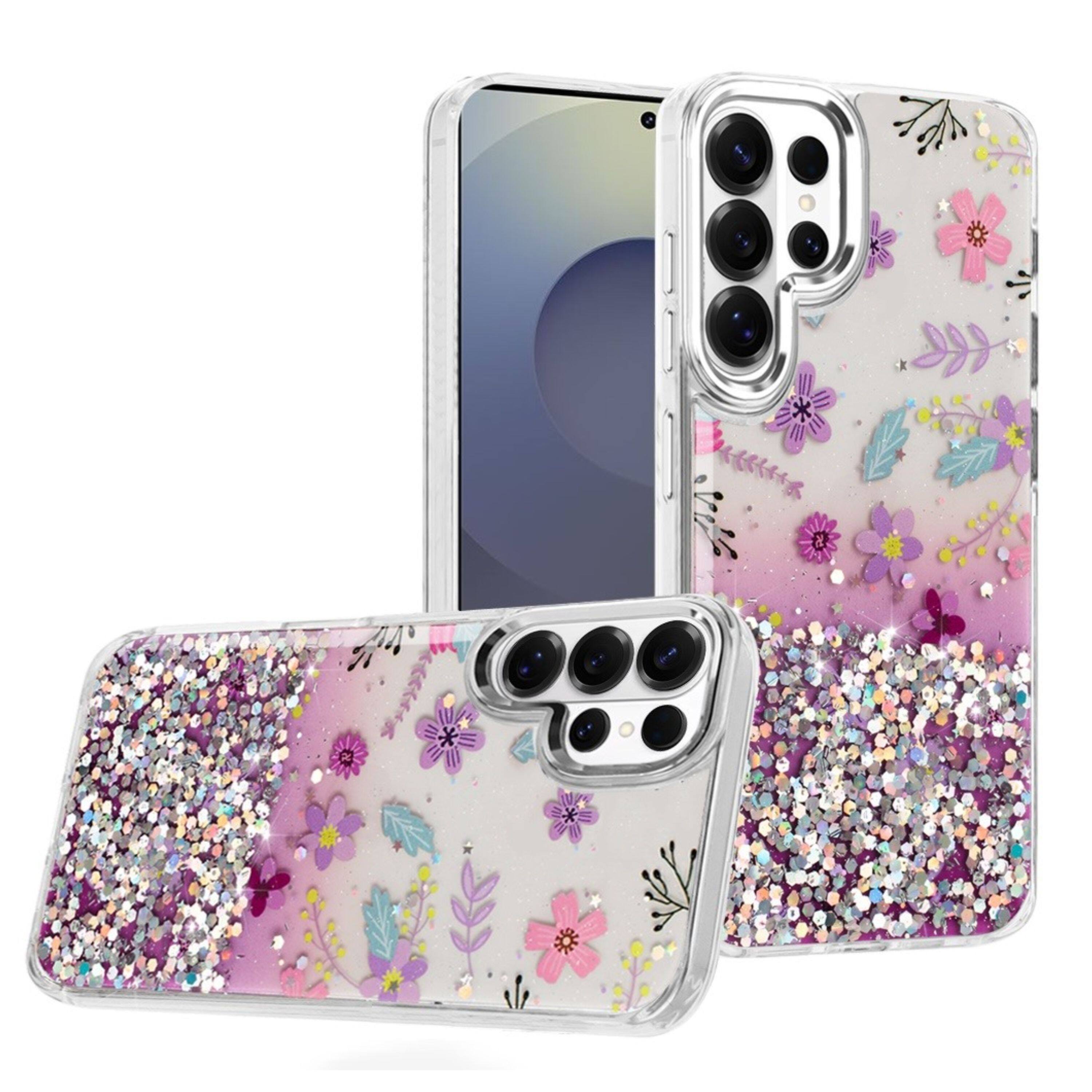Angle. Kitcheniva - In Mold Design Metallic Buttons Phone Case With Tempered Glass For Samsung Galaxy S26 Ultra Purple - Multicolor.