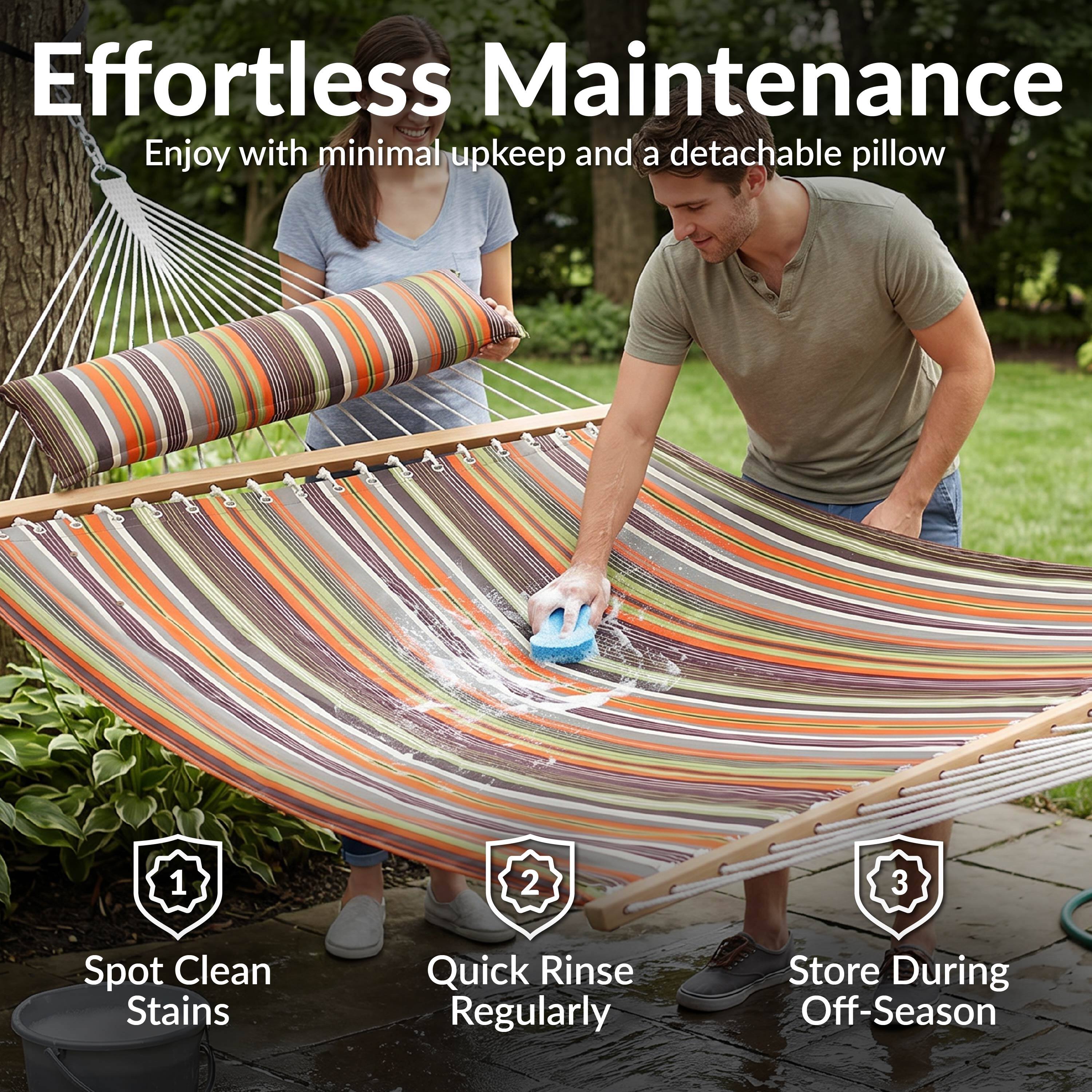 Effortless Maintenance  
Enjoy with minimal upkeep and a detachable pillow

1. Spot Clean Stains  
2. Quick Rinse Regularly  
3. Store During Off-Season
