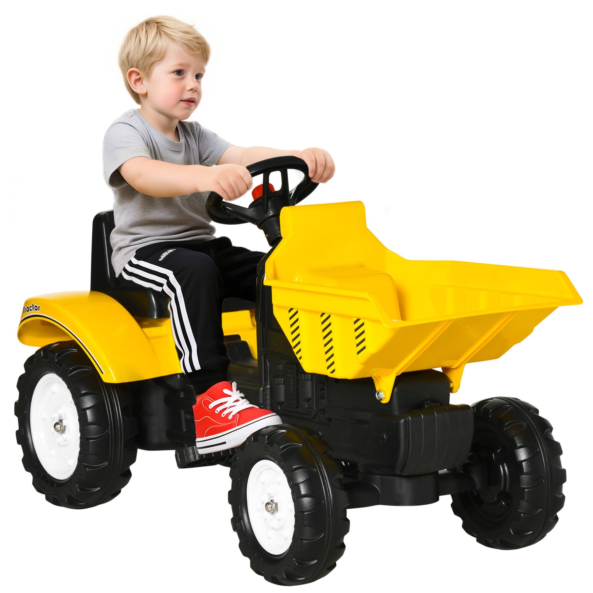 Front. Aosom - ide On Excavator, Manual Control Bucket, No Power Tractor Pedal Car, Pretend Play, Forward/Backward.