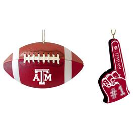 The Memory Company - Texas A&M Aggies Two-Pack Football & Foam Finger Ornament Set - Multicolor