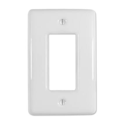 Front. AMERELLE - Amerelle Metro White 1 gang Ceramic Decorator Wall Plate 1 pk - White.