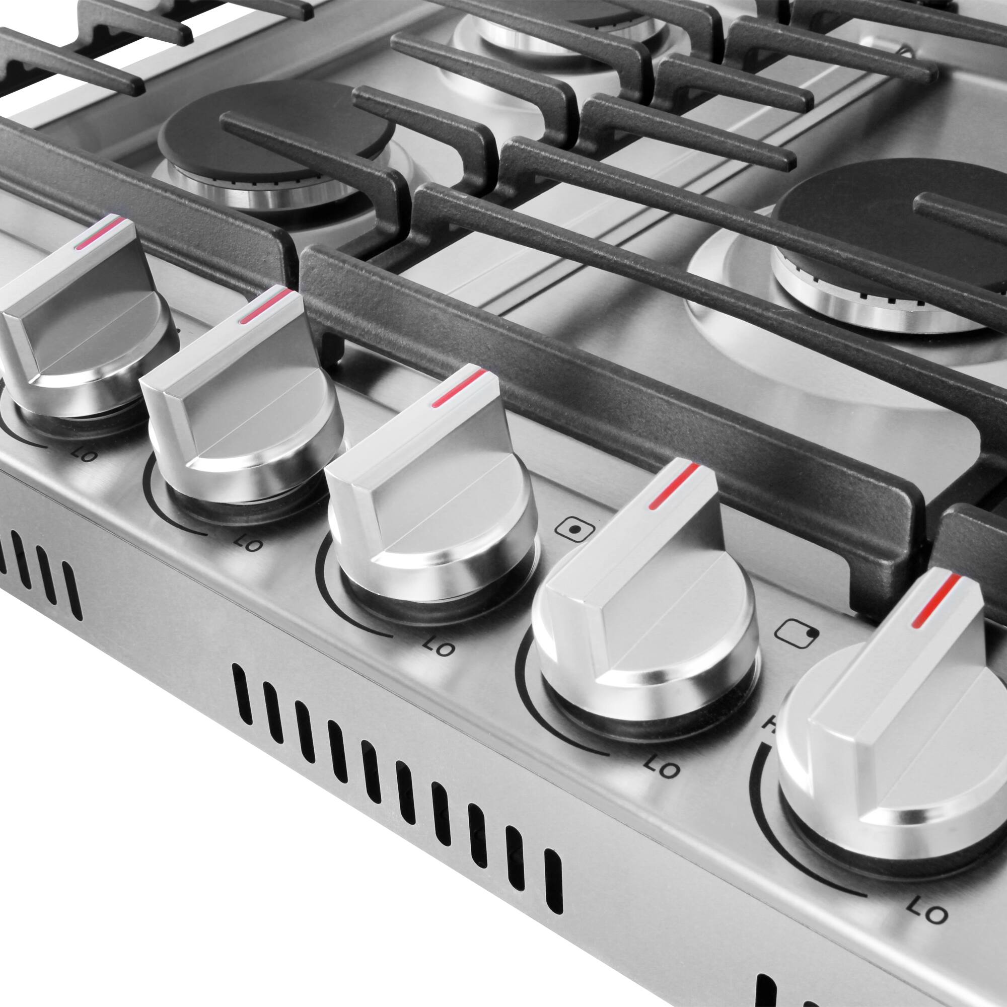 Alt View 1. RCA - R-CTGL305SS 30 in. Legacy Collection Drop-In Gas Cooktop, 5 Burners, Cast Iron Grates, Metal Knobs - Stainless Steel.