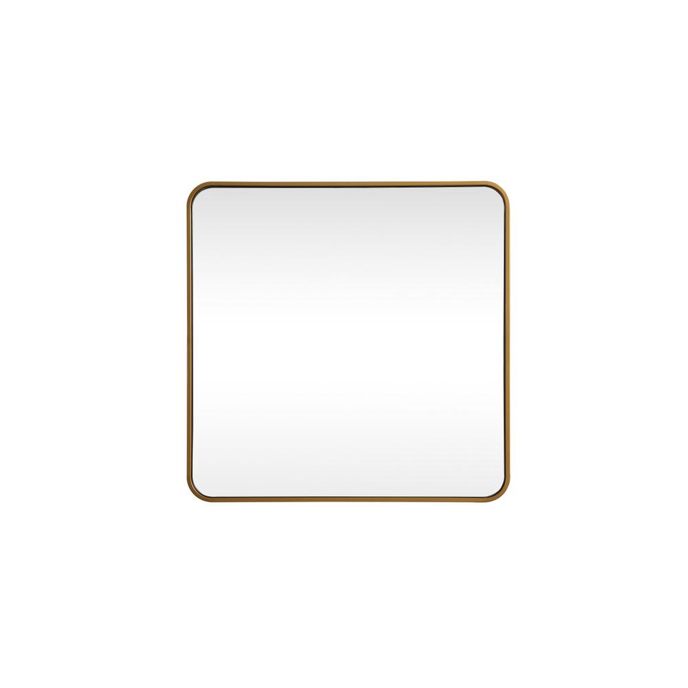 Alt View 5. Elegant Decor - Soft corner metal square mirror 30x30 inch in Brass - Brass.