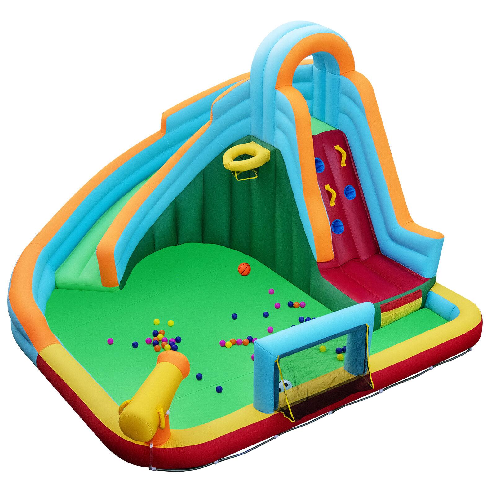 Alt View 9. Gymax - Gymax Inflatable Water Slide Park 6-in-1 Giant Bounce House w/Long Slide Splash Pool - Multicolor.