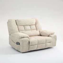 Ropilly - power lift recliner for big and tall seniors lay flat lift chair with heat and massage chenille - Cream