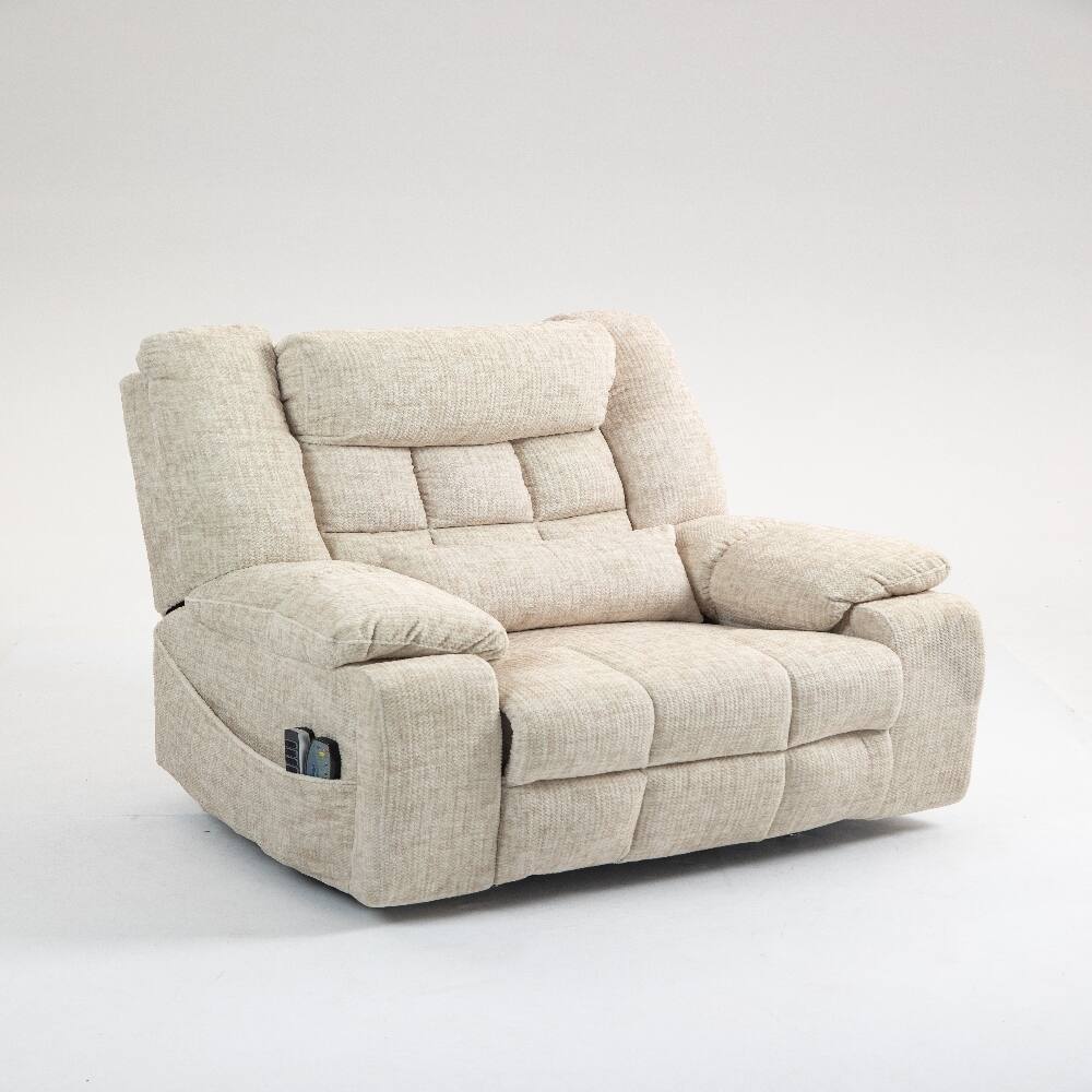 Front. Ropilly - Ropilly power lift recliner for big and tall seniors lay flat lift chair with heat and massage cream chenille - Cream.