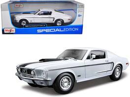 1968 Ford Mustang CJ Cobra Jet 1/18 Diecast Model Car by Maisto - White