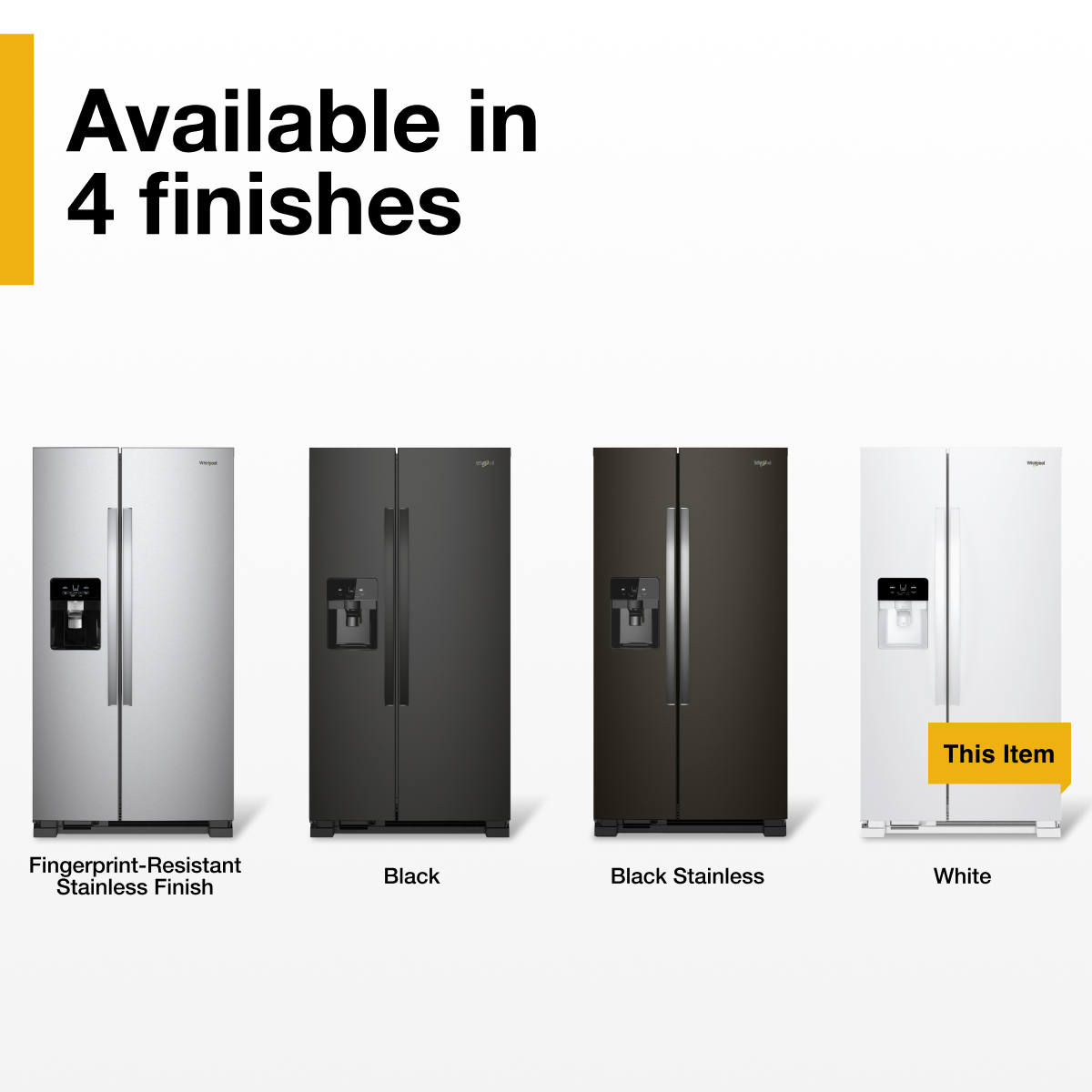 Available in 4 finishes

- Fingerprint-Resistant Stainless Finish
- Black
- Black Stainless
- White

This Item