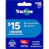 $15 plus taxes & fees
Tracfone
$15
1 GB DATA
UNLIMITED TALK & TEXT
Hotspot capable*
Spam Filter
Unlimited Carryover Data with active service*
Covered by Verizon
No contract
30-day plan
Smartphone card
Image does not depict coverage
