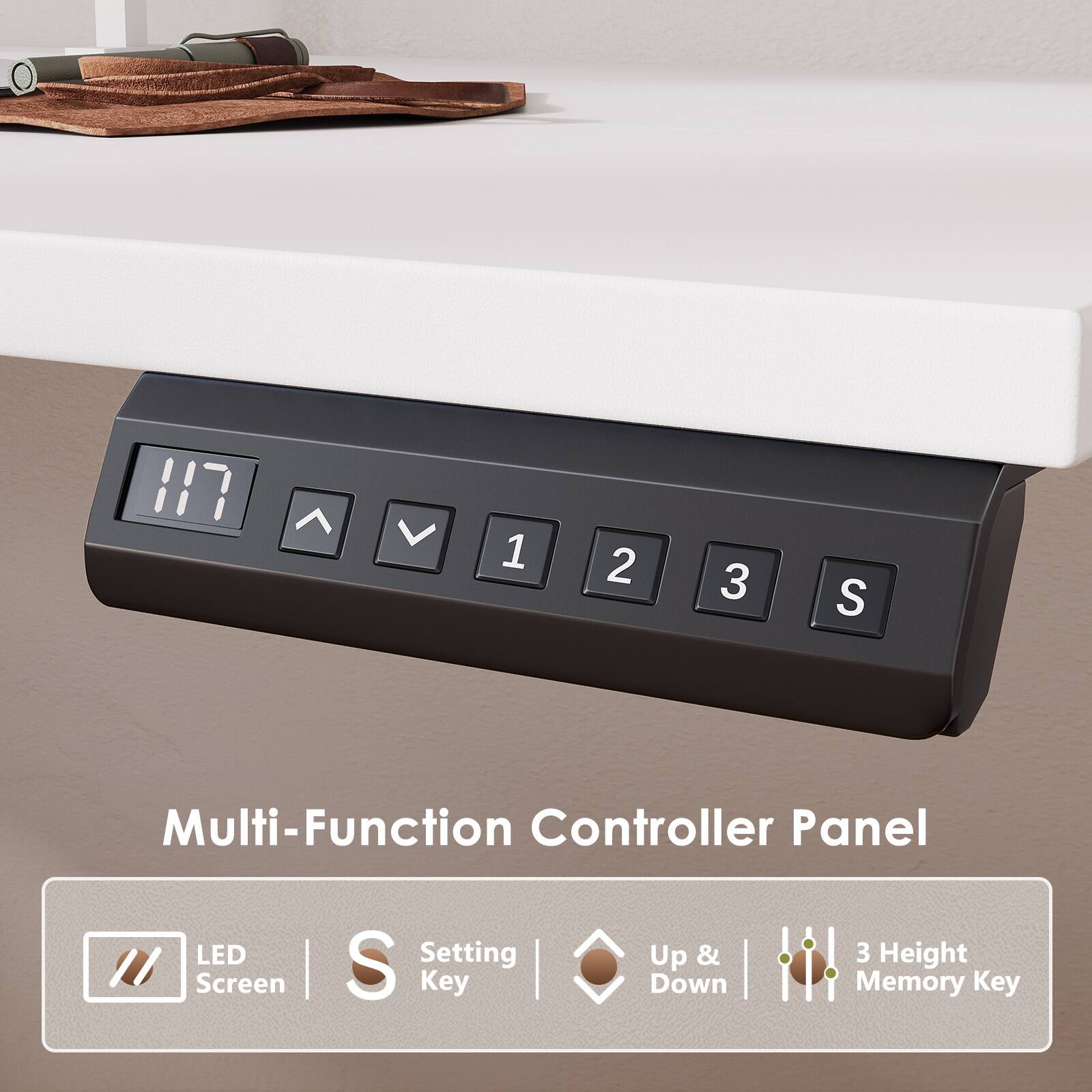 117 ^ > 1 2 3 S Multi-Function Controller Panel LED Screen | S Setting Key | Up & Down 3 Height Memory Key