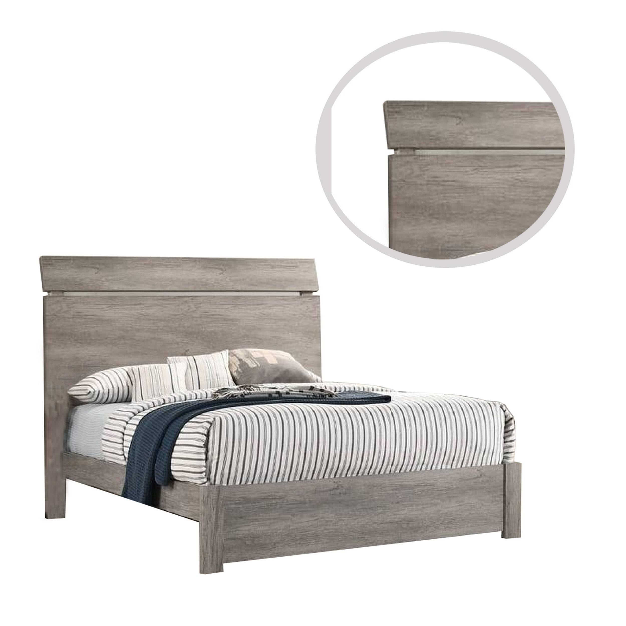 Alt View 1. Manhattan Lane - Posy Platform Queen Size Bed with Split Headboard - Gray.