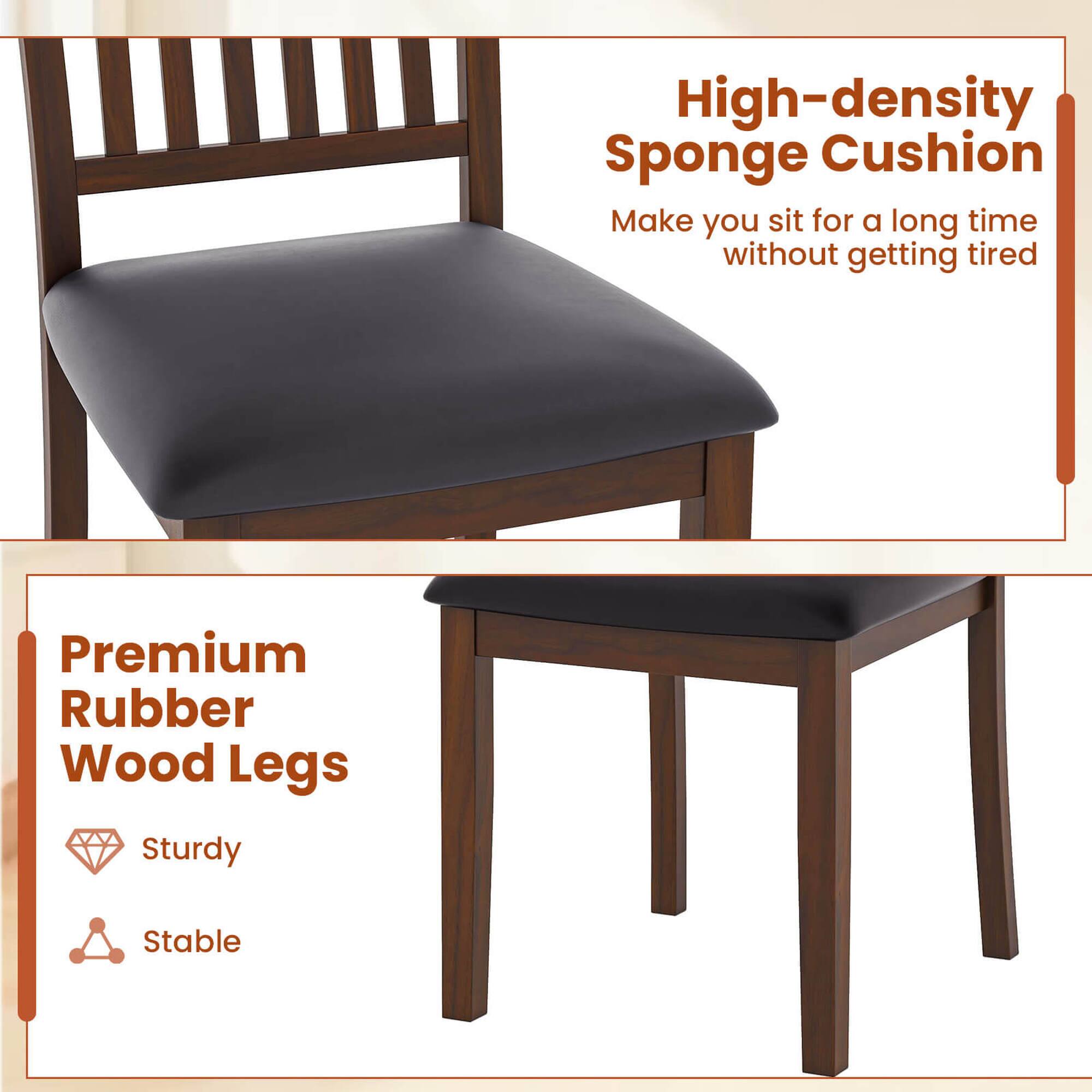 High-density Sponge Cushion: Make you sit for a long time without getting tired.
Premium Rubber Wood Legs: Sturdy and stable.