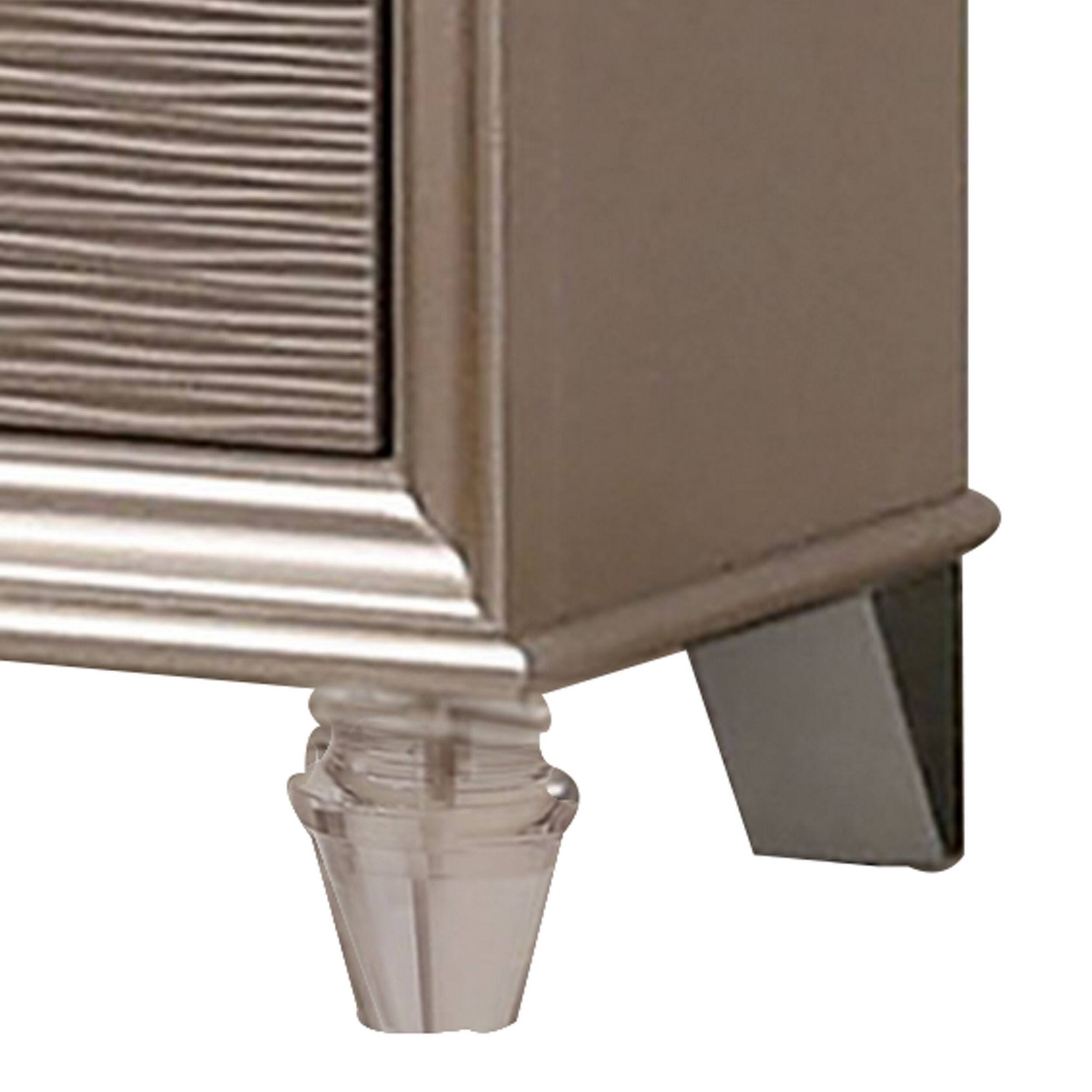 Alt View 3. Manhattan Lane - Jisoo 24 Inch Nightstand, 2 Drawers, Textured Drawer Panels - Gold.