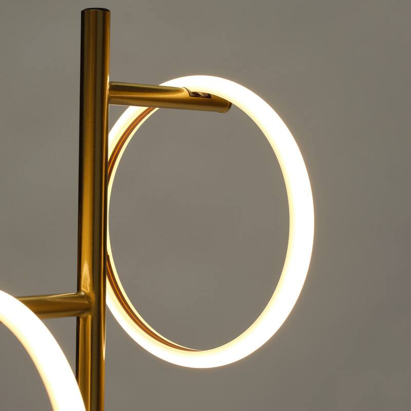 Alt View 2. Brightech - Saturn LED Modern Industrial Tree Dimmable Bedside Nightstand Desk Lamp with 3 Removable Ring Lights - Antiqued Brass.