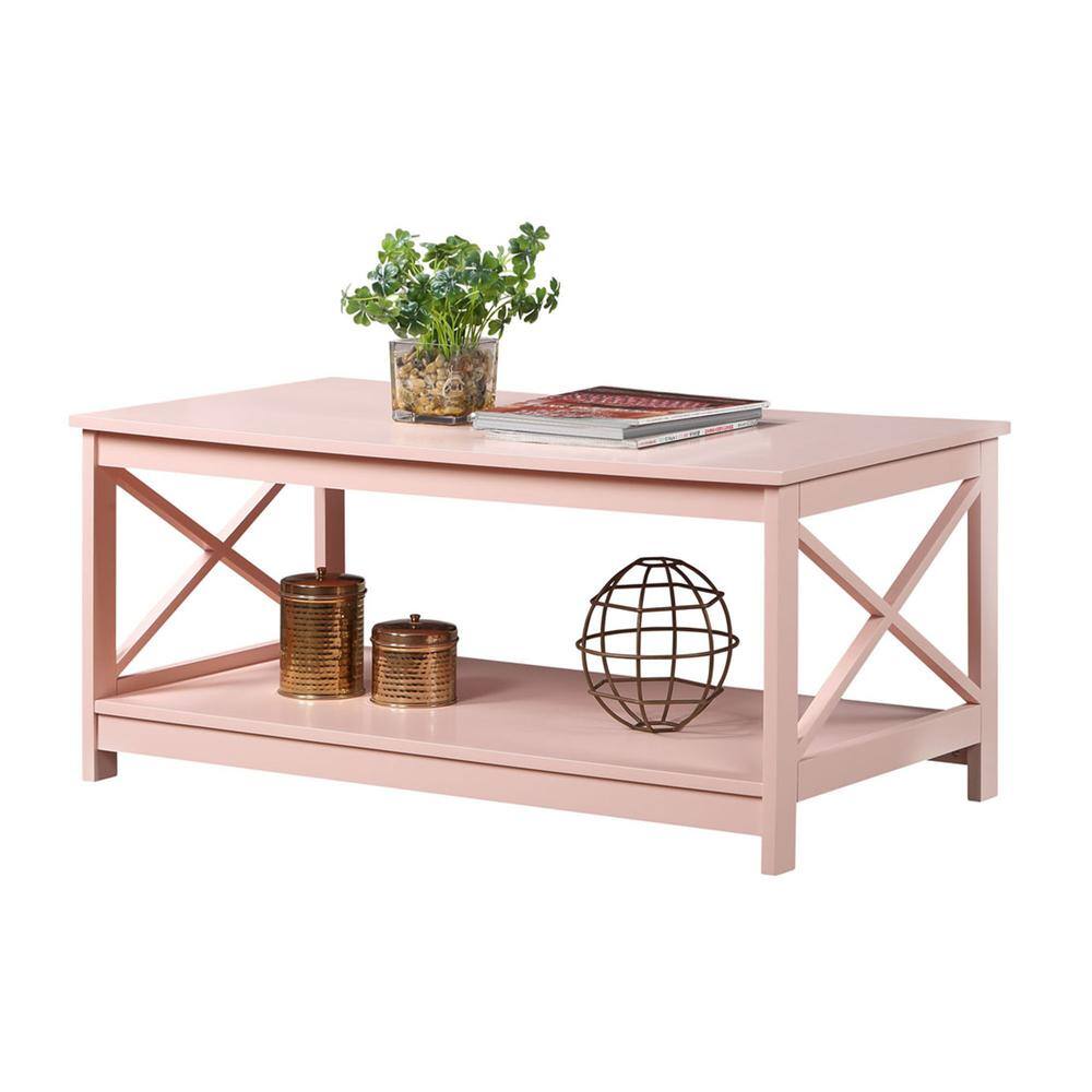 Angle. Convenience Concepts - Oxford Coffee Table with Shelf Blush Pink - Blush Pink.