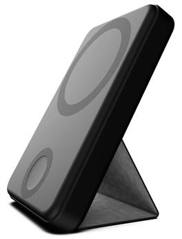 Chargeworx - 5000 mAh MagSafe Power Bank with Stand and Apple Watch Charger - Black