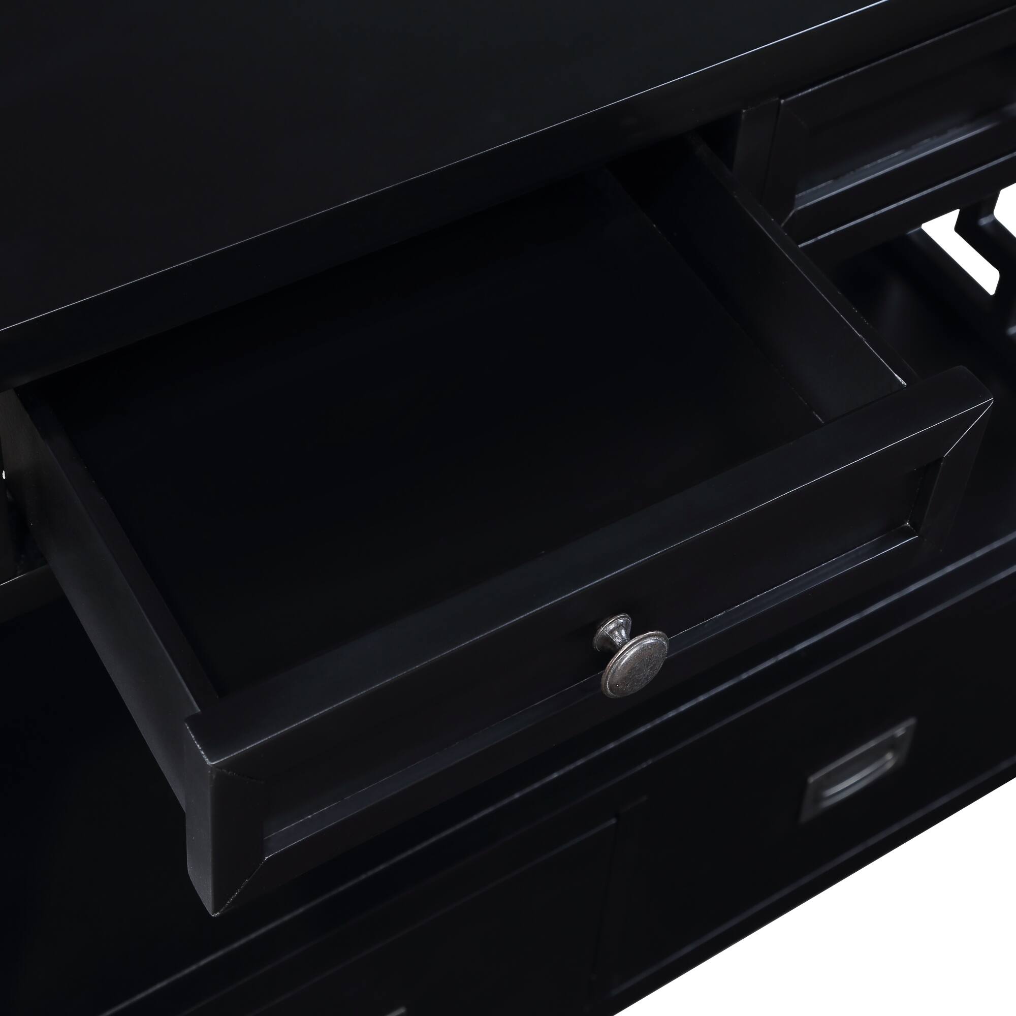 Alt View 7. GOODSILO - Farmhouse Pine Wood Console Table with Drawers and Storage Shelf for Entryway Living Room Bedroom Hallway Kitchen - Black.