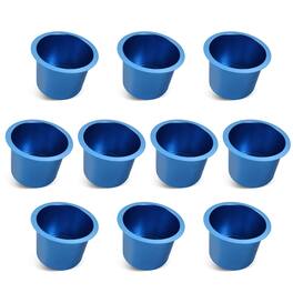 GSE Games & Sports Expert - 10-Pack Jumbo Aluminum Drop-in Cup Holders for Casino Poker Tables, Desk, Boats, RV Cars(Blue)