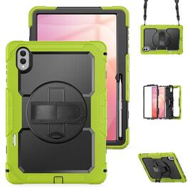 UUCOVER - Full Body Case for Samsung Galaxy S11 Ultra 14.6" 2025 X930 X936B Built-in Screen Protector Stand Shoulder Strap Cover - Black+Green
