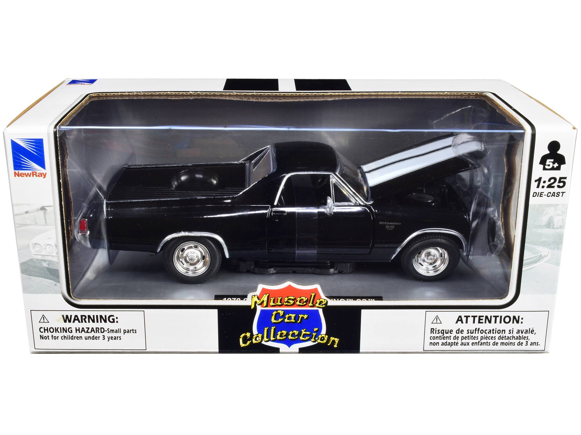 NewRay 5+ 1:25 DIE-CAST Muscle Car Collection  
WARNING: CHOKING HAZARD-Small parts Not for children under 3 years  
ATTENTION: Risque de suffocation si avalé, contient de petites pièces détachables, non adapté aux enfants de moins de 3 ans.