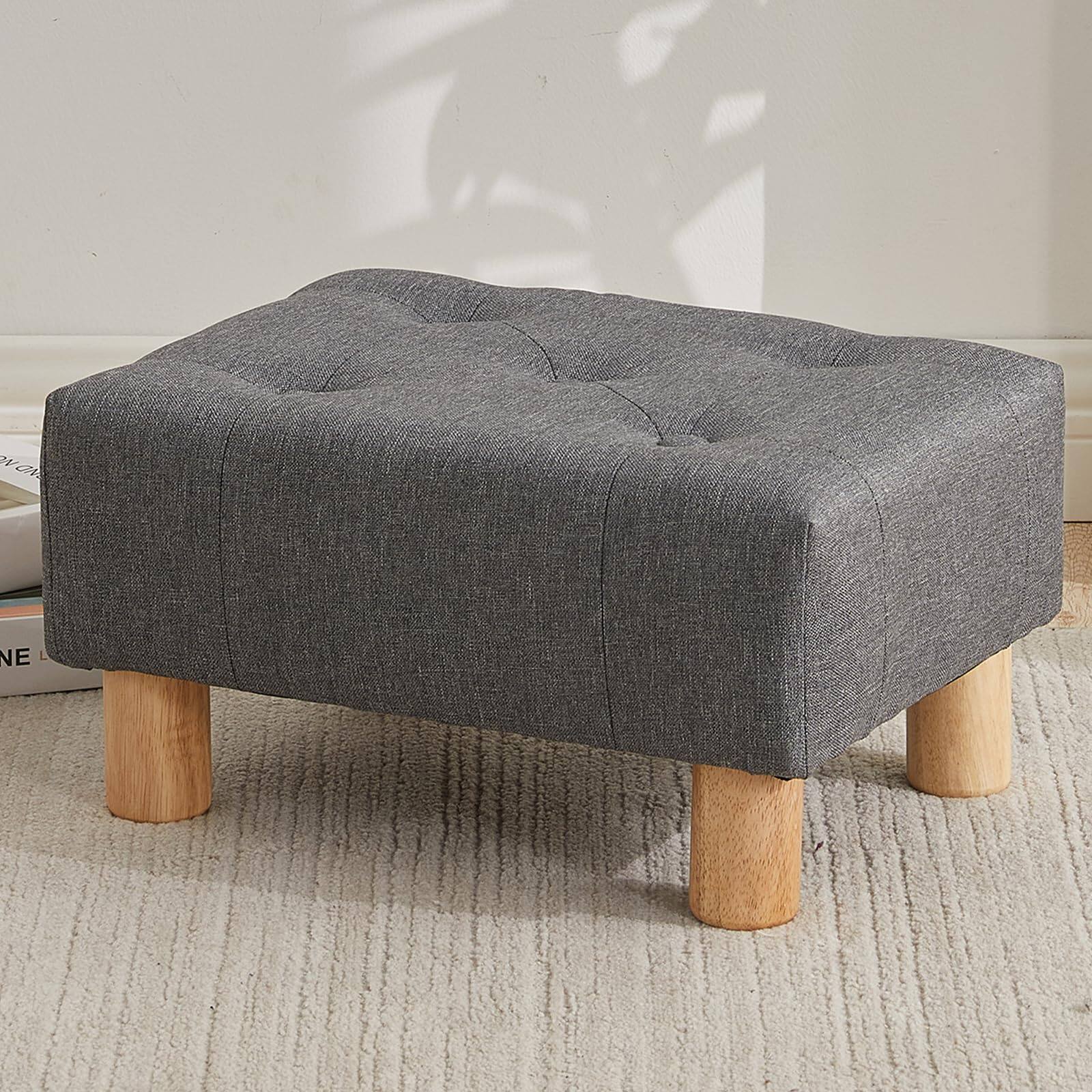 Fabibe Small Foot Stool Ottoman, Velvet Footstool Ottoman Foot Rest for ...