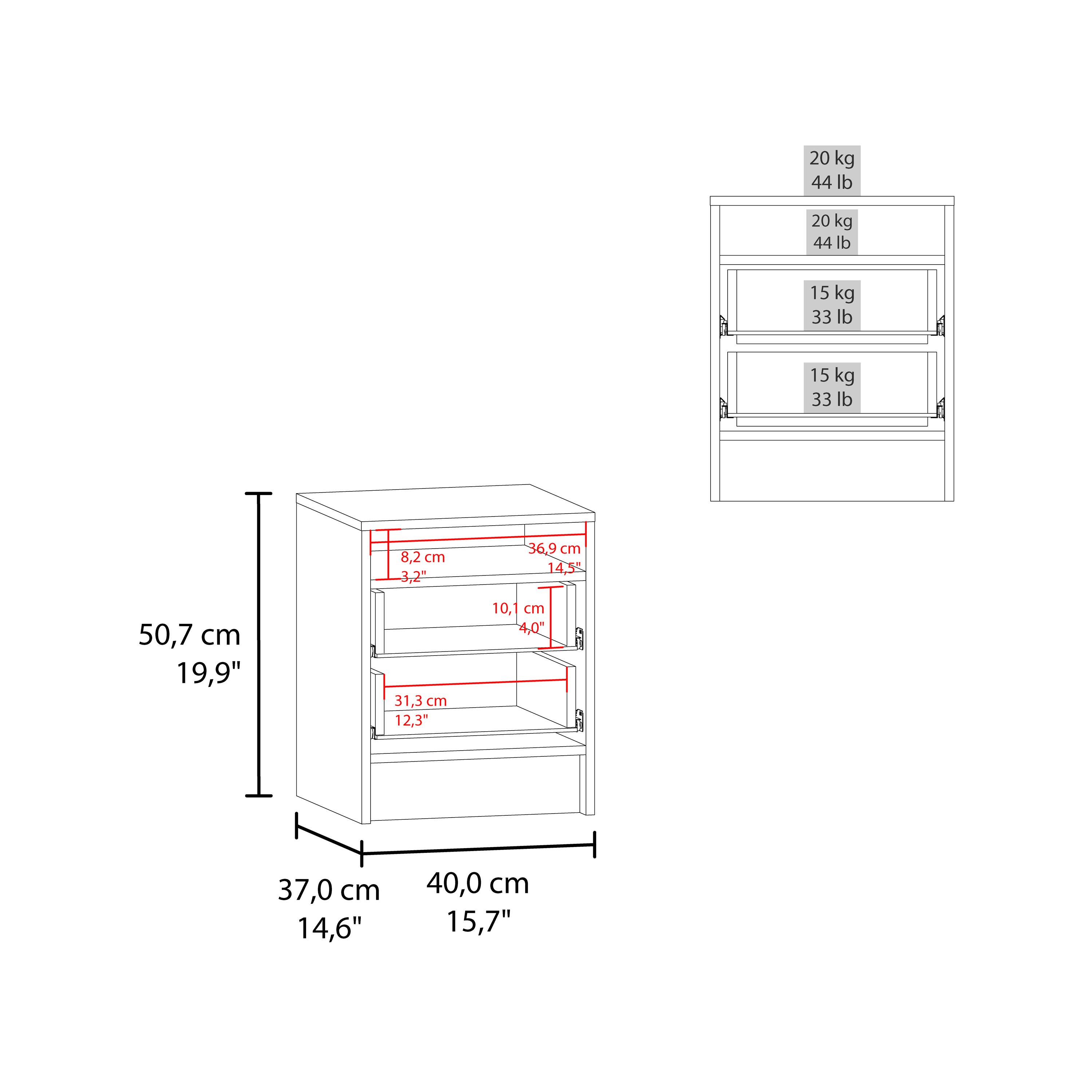 - 20 kg / 44 lb
- 20 kg / 44 lb
- 15 kg / 33 lb
- 15 kg / 33 lb

- 8.2 cm / 3.2"
- 36.9 cm / 14.5"
- 50.7 cm / 19.9"
- 31.3 cm / 12.3"
- 10.1 cm / 4.0"
- 37.0 cm / 14.6"
- 40.0 cm / 15.7"