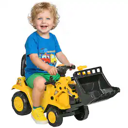 Homcom - 2 in 1 Ride On Toy Bulldozer Tractor Pulling Cart Pretend Play Construction