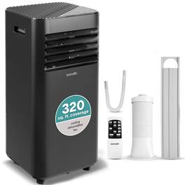 SereneLife - 10,000 BTU Portable Air Conditioner, 115V Compact Room AC, Dehumidifier & Fan, Window Mount Kit (SLPAC19B)