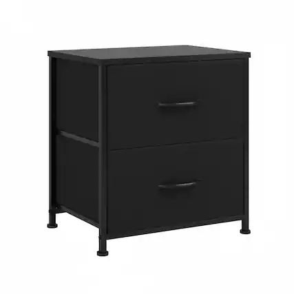 Front. AOITUN - 2-Drawer Fabric Storage Dresser Black for Small Spaces, Tall Nightstand, Perfect Bedside Table with Drawers - black.