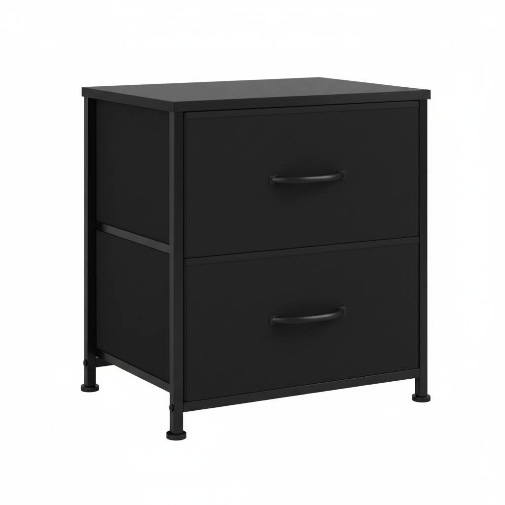 Front. AOITUN - 2-Drawer Fabric Storage Dresser Black for Small Spaces, Tall Nightstand, Perfect Bedside Table with Drawers - black.