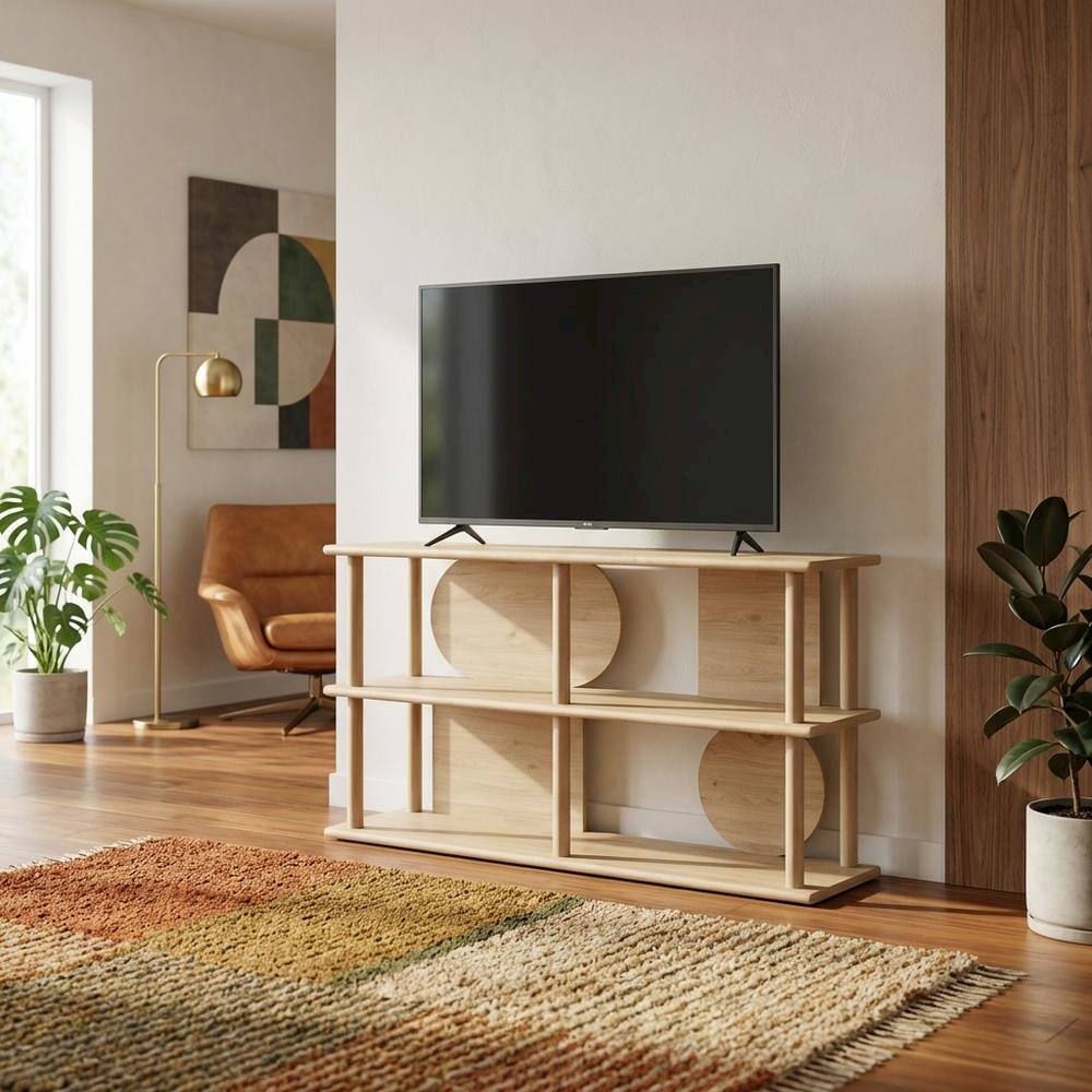 Alt View 1. FurniFact - 55-Inch Console Table in Elegant Finish with Sturdy Construction - Brown.