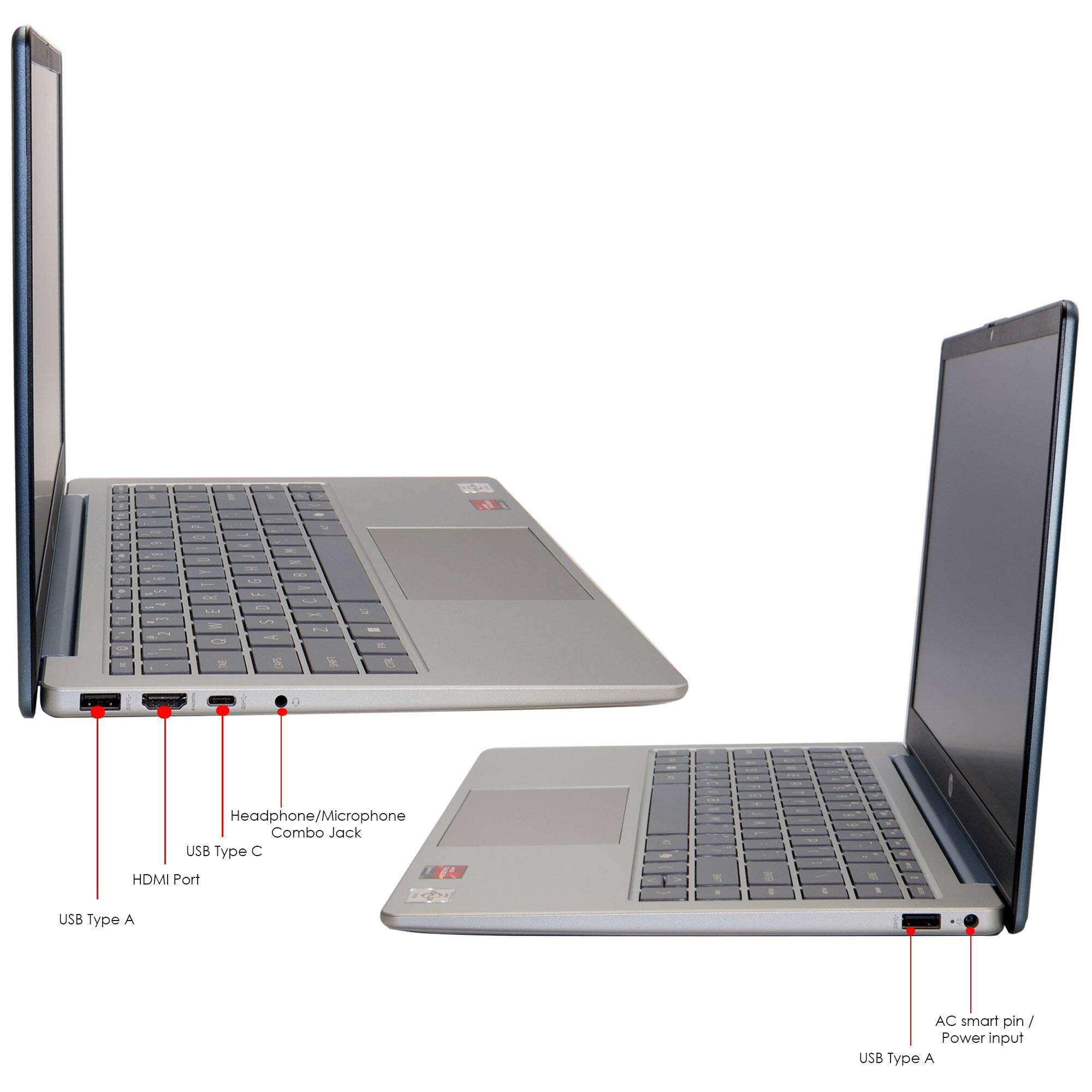 - USB Type A
- HDMI Port
- USB Type C
- Headphone/Microphone Combo Jack
- AC smart pin / Power input
- USB Type A