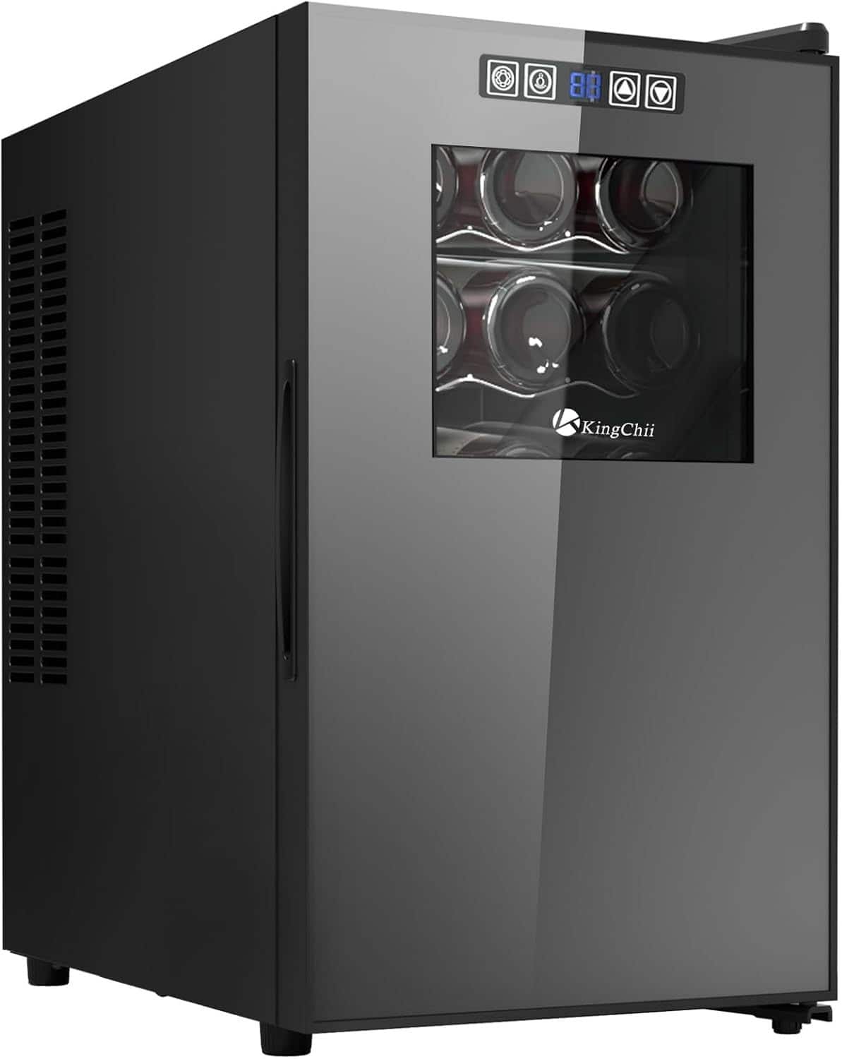 KingChii - 18-Bottle Thermoelectric Wine Cooler Refrigerator with Advanced Cooling Technology and Glass Door - Black