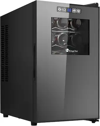 Front. KingChii - 18-Bottle Thermoelectric Wine Cooler Refrigerator with Advanced Cooling Technology and Glass Door - Black.