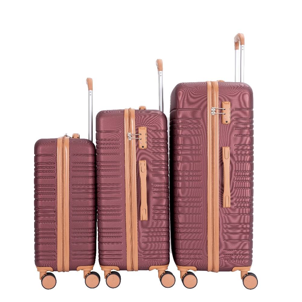 Angle. Ropilly - Ropilly 5 Piece Luggage Set Wine Red Hard Case Luggage with TSA Lock - Wine Red.