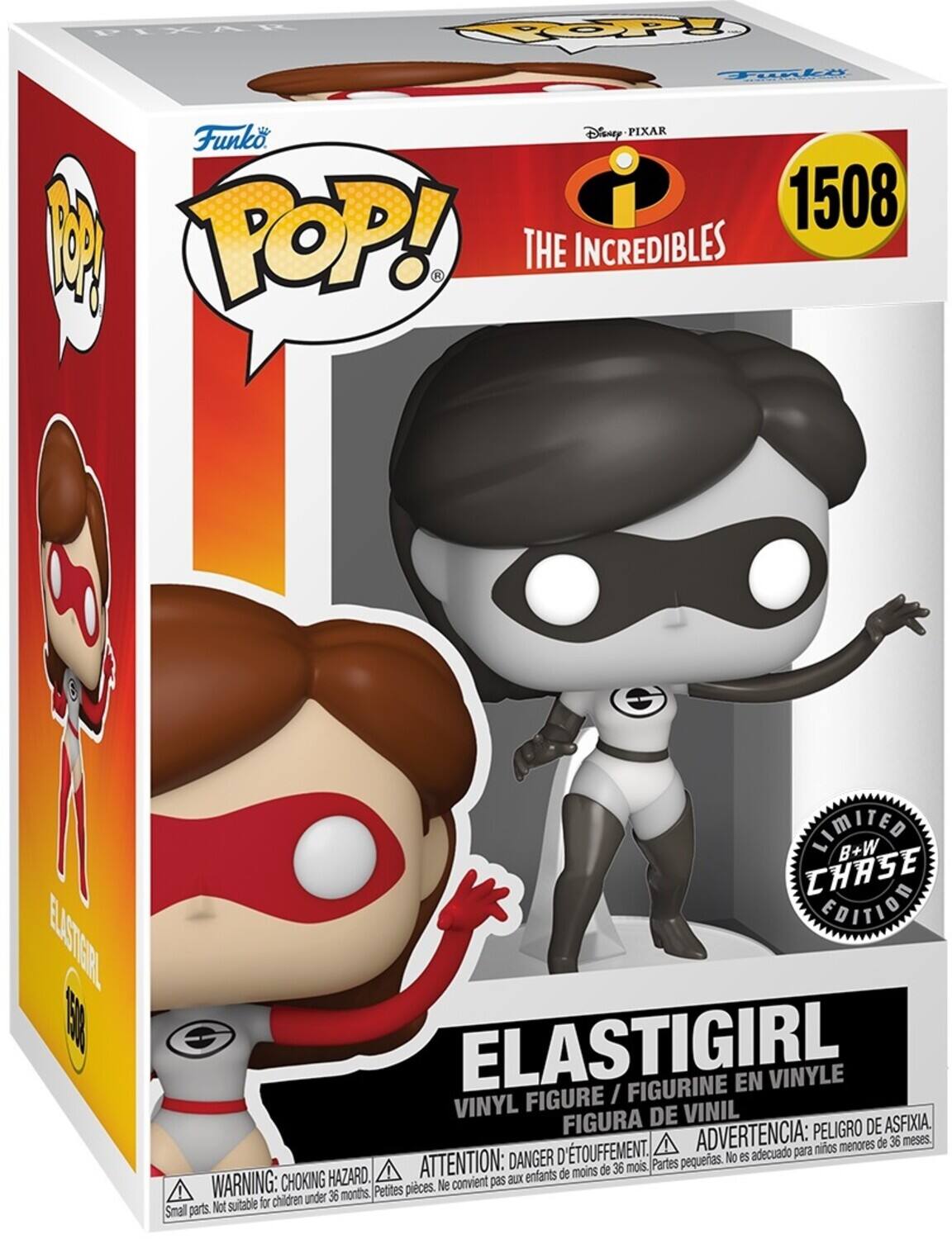 CLXAR TOPy Tuake Disney PIXAR Funko. i 1508 P POP! THE INCREDIBLES EAAKT E B0 LIMITED B+W CHASE ADITION ELASTIGIRL I FIGURINE EN VINYLE VINYL FIGURE VINIL FIGURA DE DE ASFIXIA. ADVERTENCIA: PELIGRO DE AFIXIA. ATTENTION: DANGER D'TOUFFEMENT. Partes pequeas. No es adecuado para de moins de 36 mois, WARNING: CHOKING HAZARD. Petites pices. Ne convient pas aux enfants Small parts. Not suitable for children under 36 months.