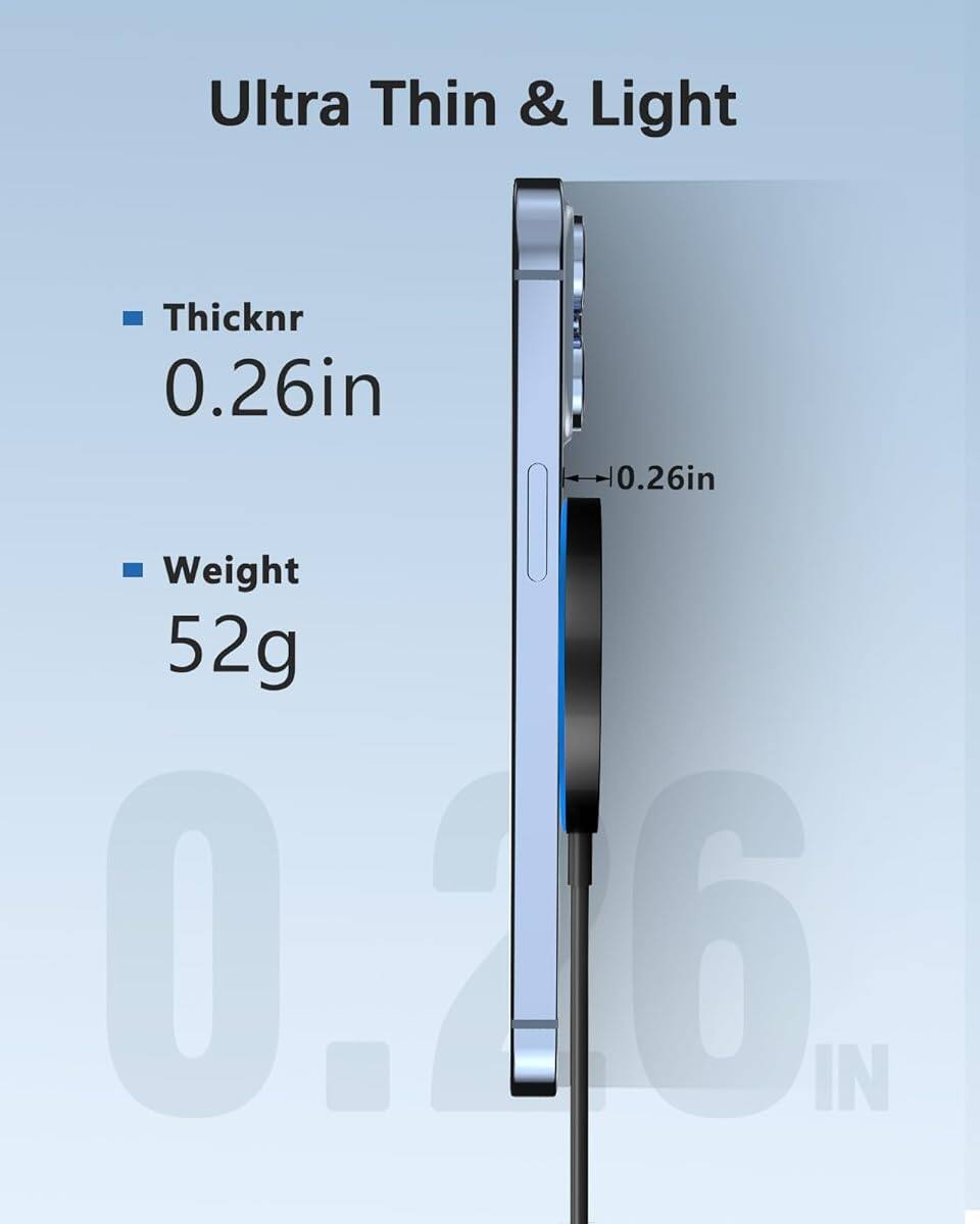 Ultra Thin & Light

- Thicknr 0.26in
- Weight 52g

0.26in