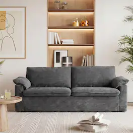 Dyonery - 86" Double Sofa Comfortable deep-seated corduroy cloud sofa,Freestanding sofa Ideal for living rooms, apartments. - Gray