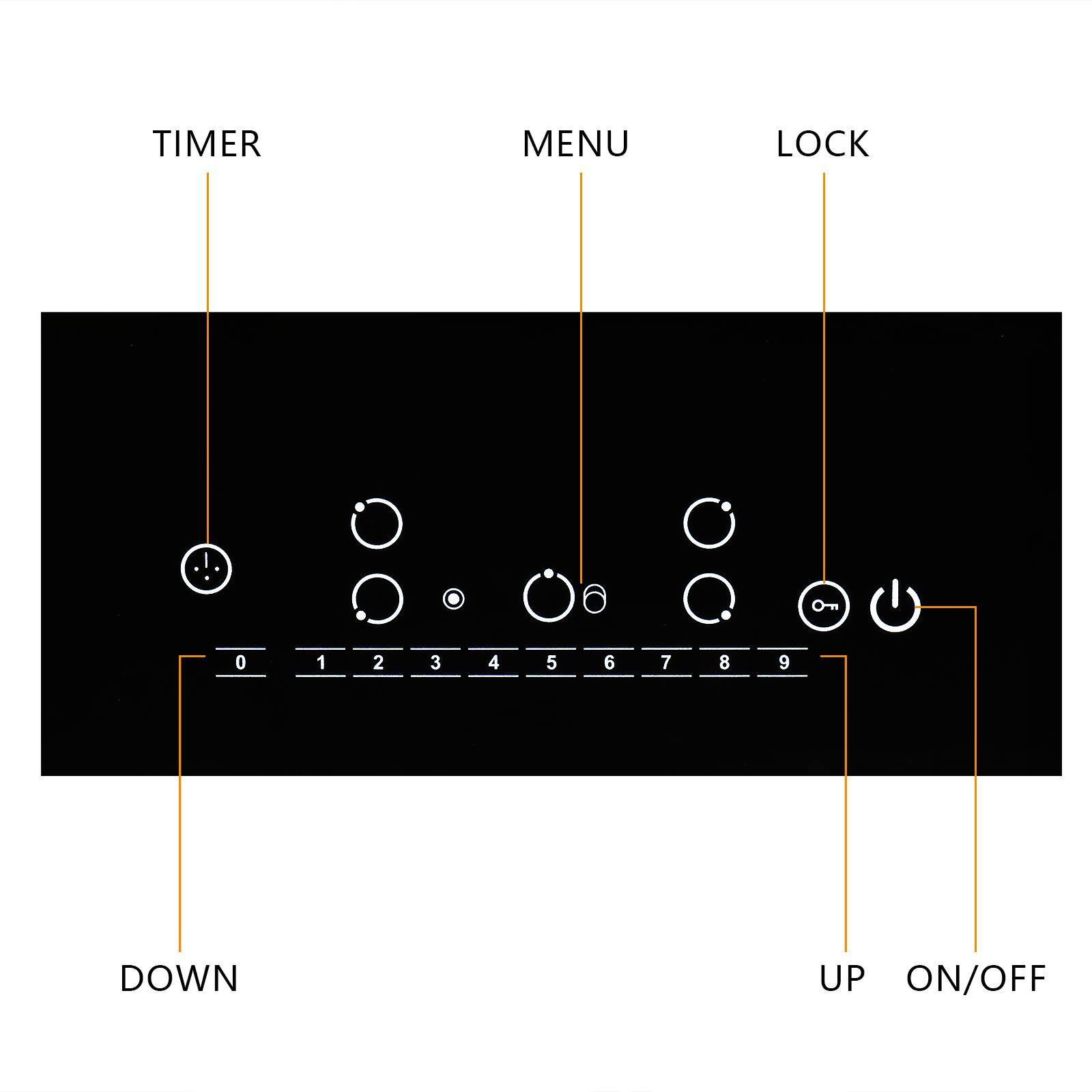 TIMER MENU LOCK  
0 1 2 3 4 5 6 7 8 9  
DOWN UP ON/OFF
