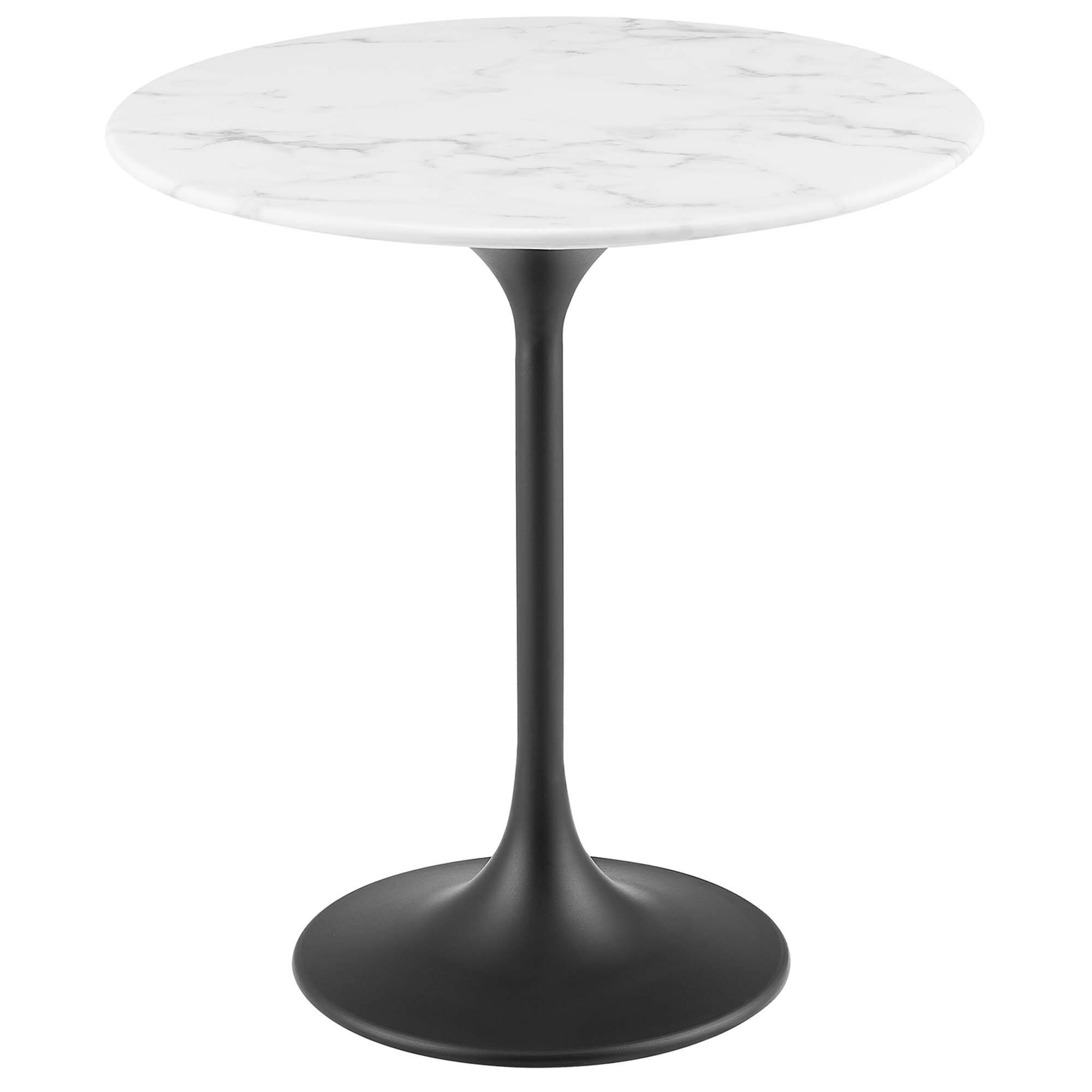 Angle. Modway - Lippa Round Artificial Marble Side Table - Black White.