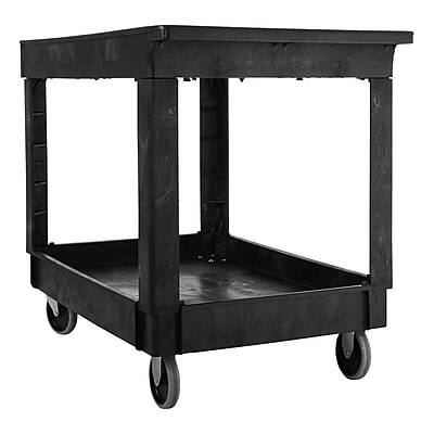 Alt View 1. RubberMaid - Rubbermaid 2-Shelf Plastic/Poly Mobile Utility Cart with Swivel Wheels - Black.