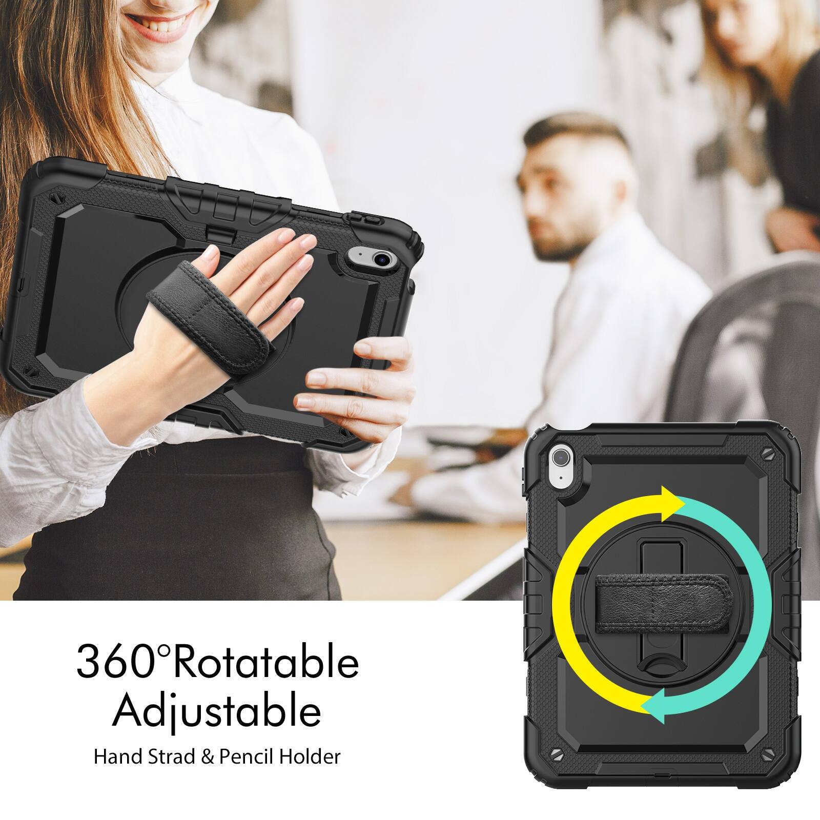 360° Rotatable Adjustable Hand Strap & Pencil Holder