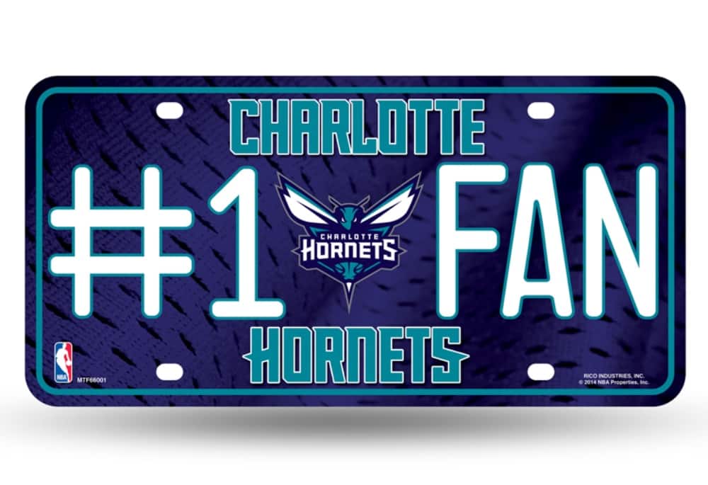 Rico Industries - Charlotte Hornets #1 Fan Metal License Plate Tag - Number One! Let's Go - Multi