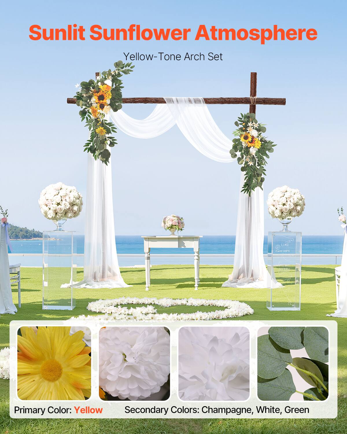 Sunlit Sunflower Atmosphere  
Yellow-Tone Arch Set  

Primary Color: Yellow  
Secondary Colors: Champagne, White, Green