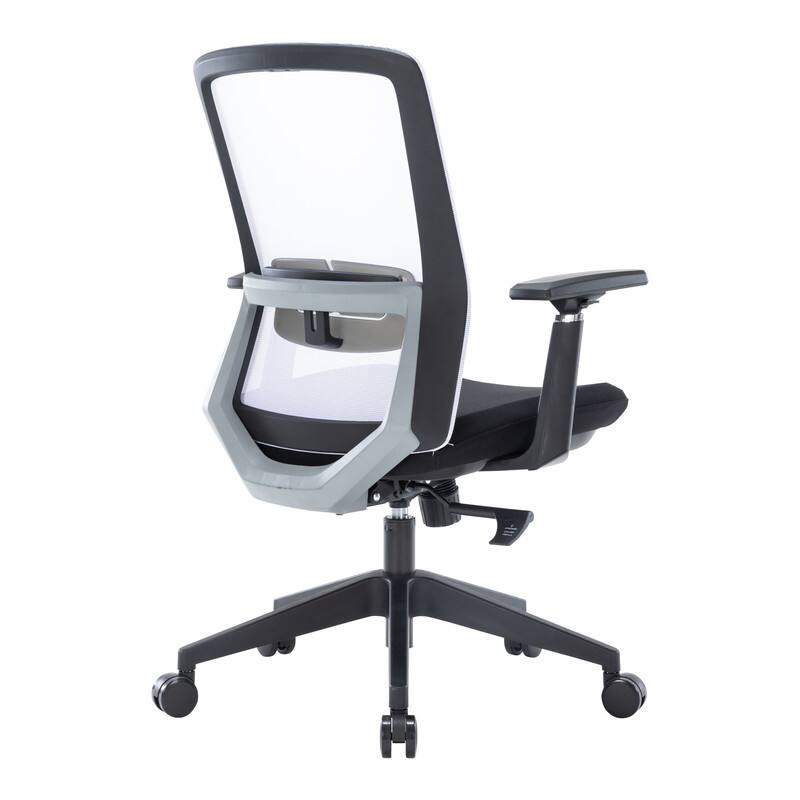 Alt View 4. LeisureMod - Ingram Mesh Office Desk Chair with Lumbar Support, Adjustable Arms & Swivel - White.