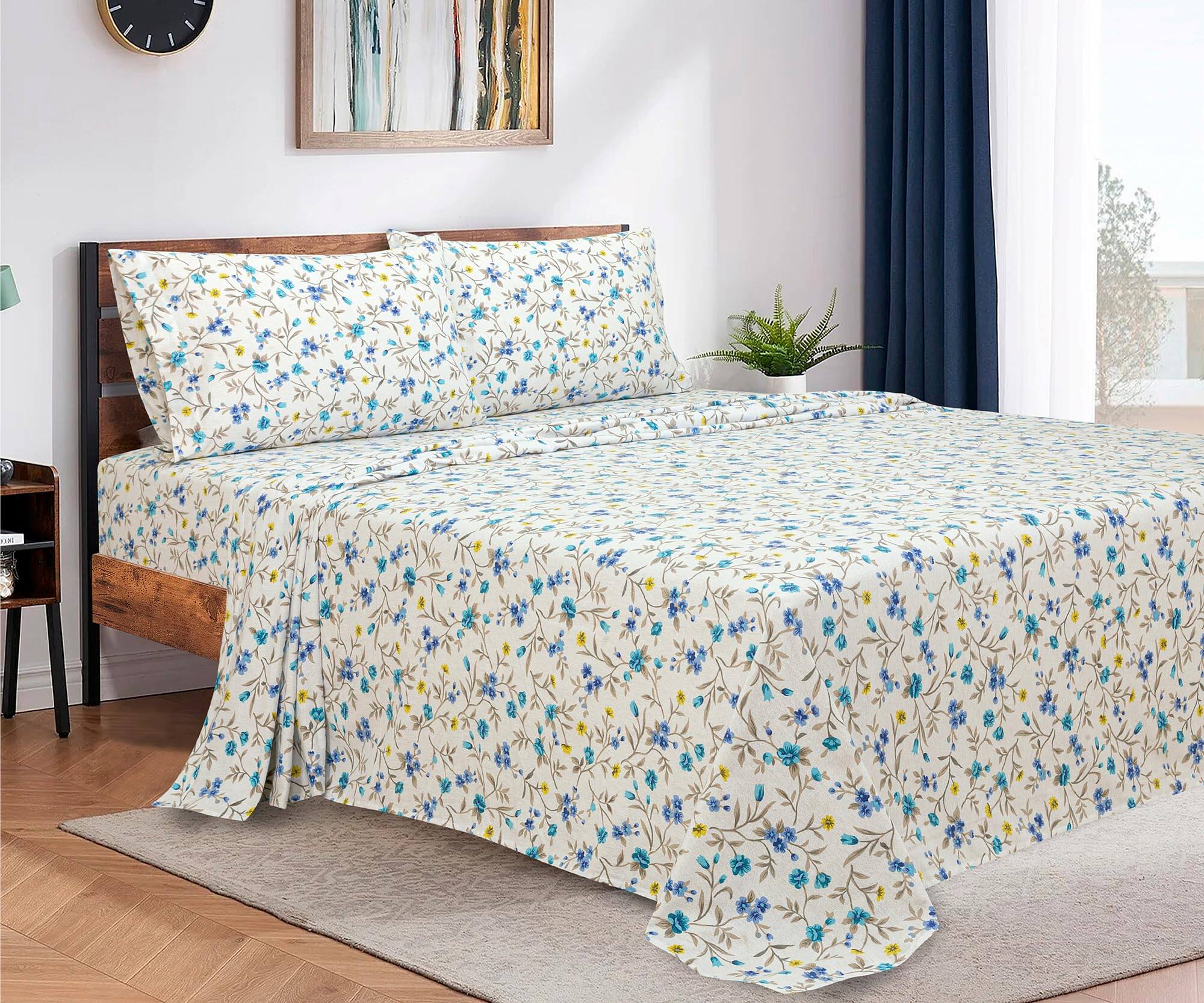 Left. TECH SAFARI - 4 piece Cotton Extra Soft Flannel Sheet Set Double Brushed Deep Pockets Breathable Size Sheets Warm And Coz - Grey Full.