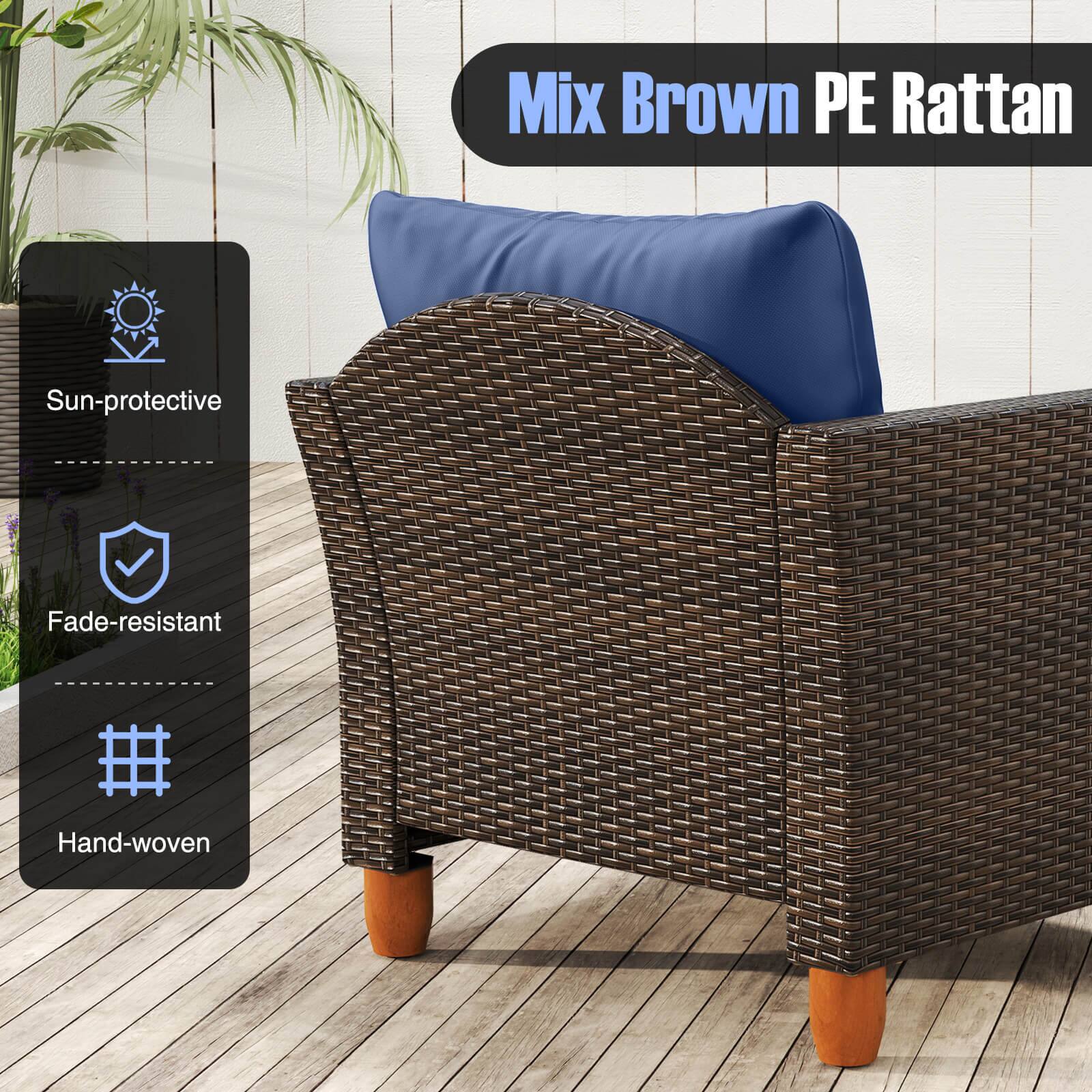Mix Brown PE Rattan, Sun-protective, Fade-resistant, Hand-woven